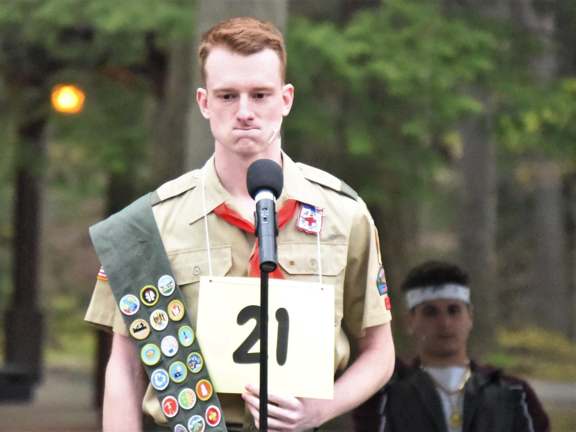 A Penn State Behrend student rehearses his role in "The 25th Annual Putnam County Spelling Bee."