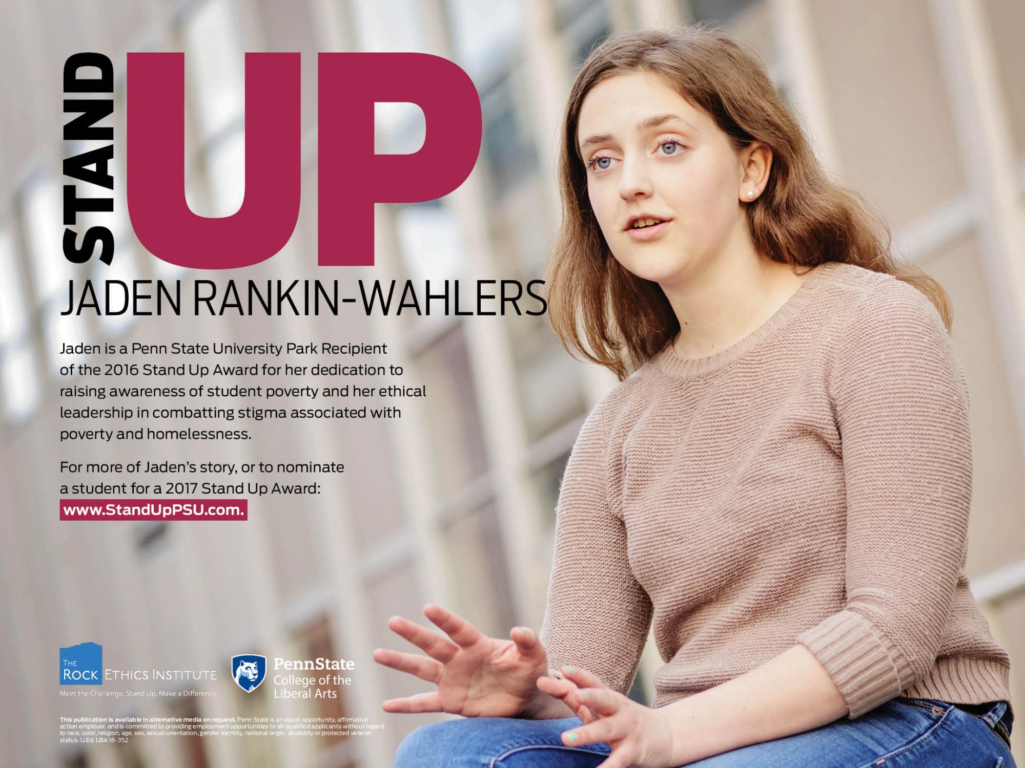 2016 Stand Up Awardee Jaden Rankin-Wahlers poster
