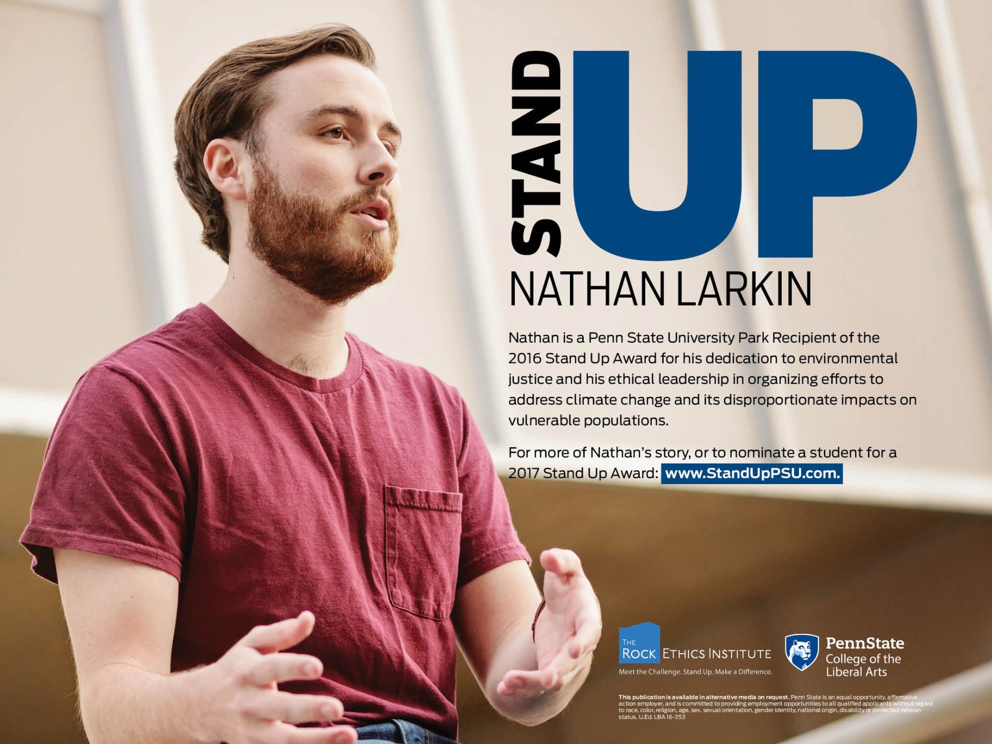2016 Stand Up Awardee Nathan Larkin poster