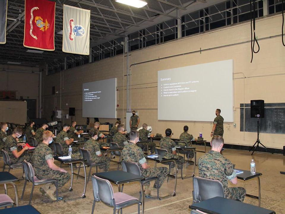 Students in classroom setting in gym
