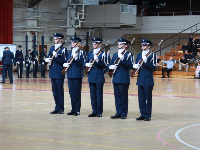 Penn State Air Force ROTC Honor Guard cadets compete in the Rensselaer Polytechnic Institute (RPI) competition. 