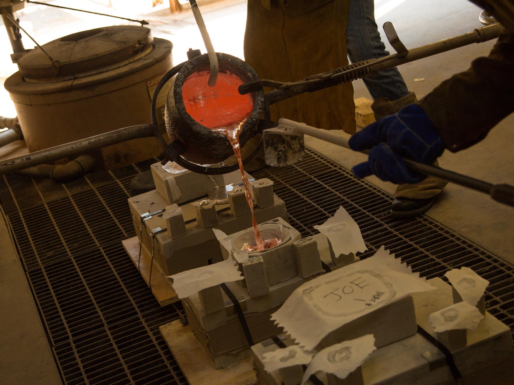 Detail from an aluminum pour with Cristin Millett