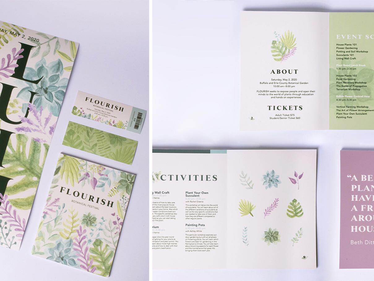 The brochure, ticket and other collateral designed by Alexander Rupp for a botanical Festival