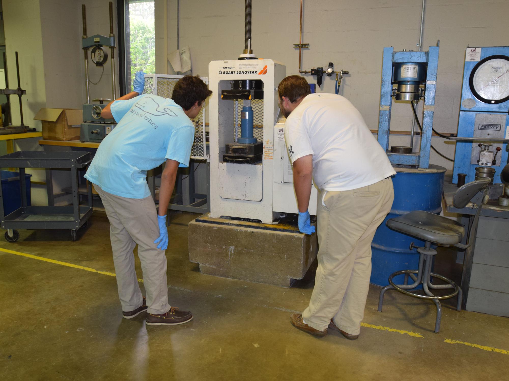 compression testing at the Civil Infrastructure Testing and Evaluation Laboratory