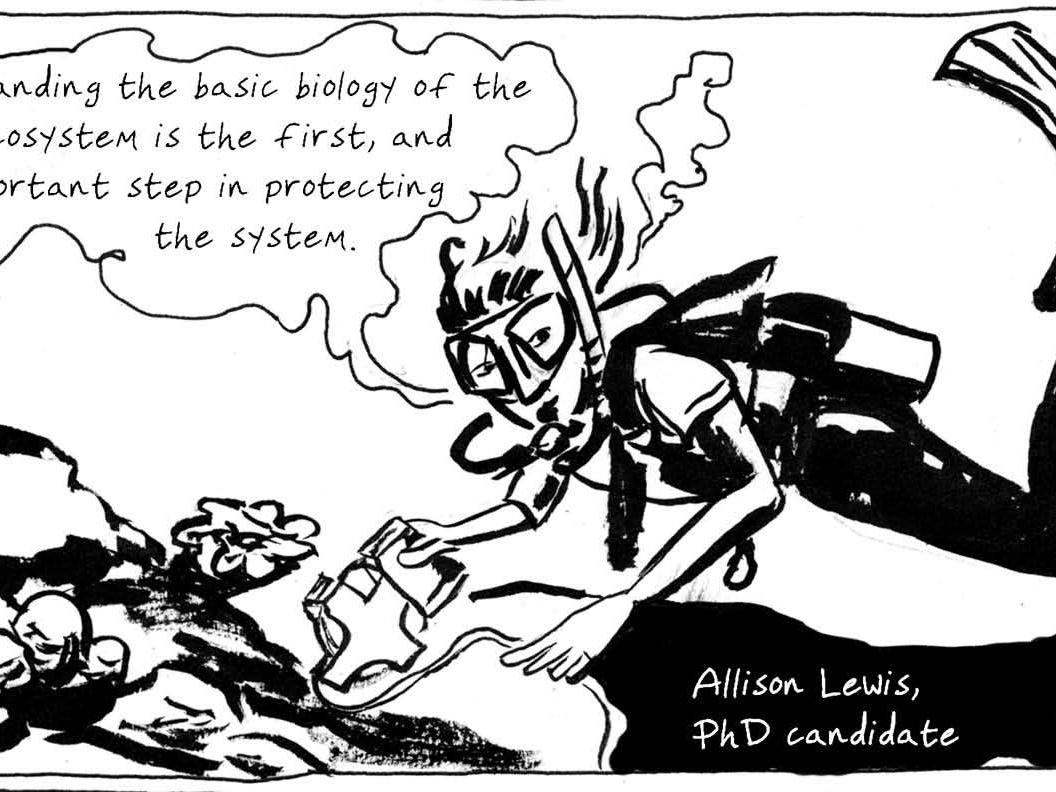 coral reef cartoon with female student