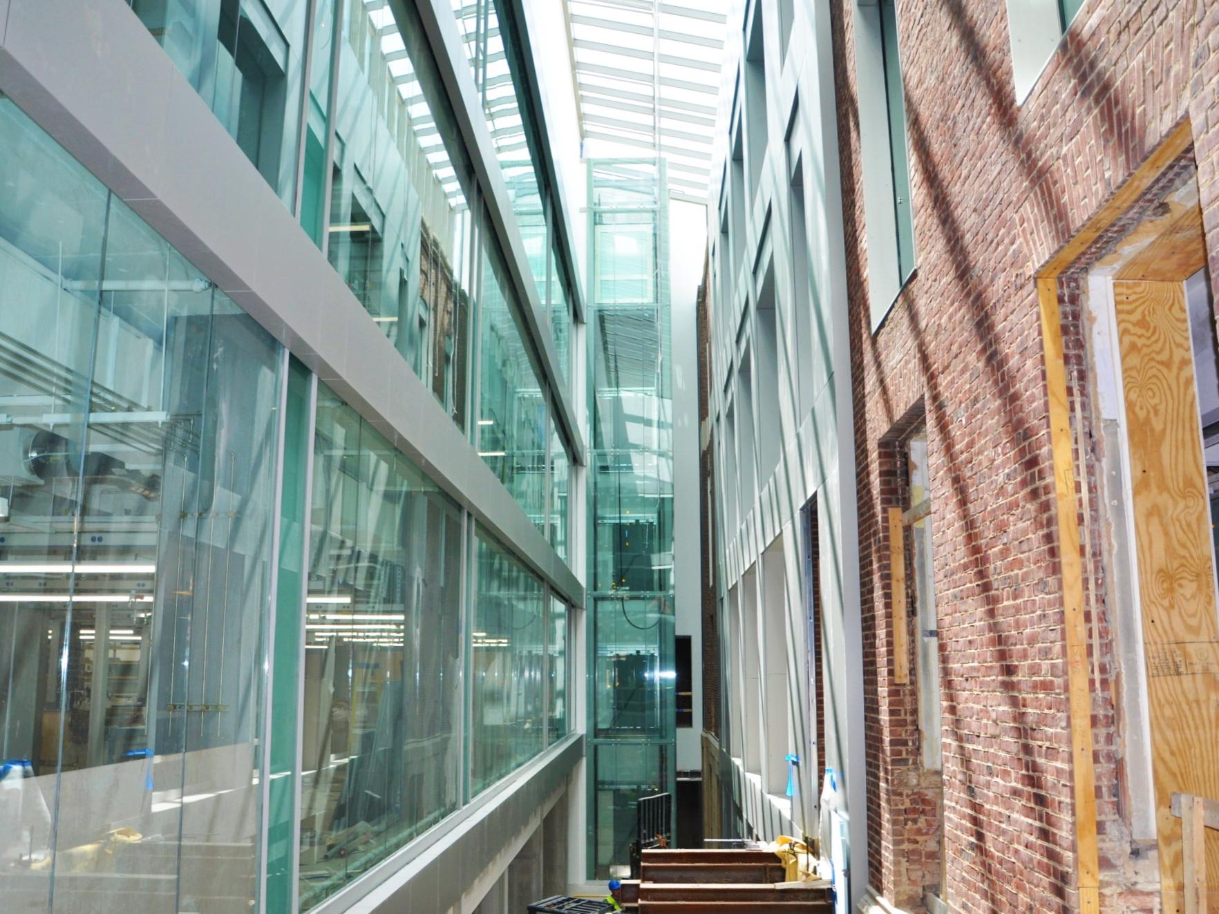 Juxtaposition of 1931 portion and new atrium of the renovated Steidle Building