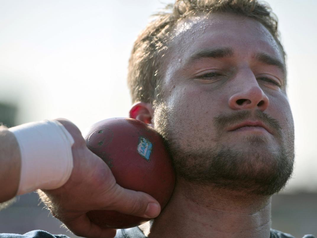 Max Rohn prepares to throw the shot at a recent competition.