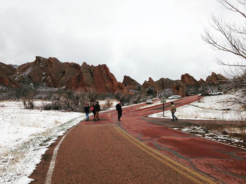 Geosciences students stop at Colorado's Roxborough State Park during a recent trip to study the region's geological features.