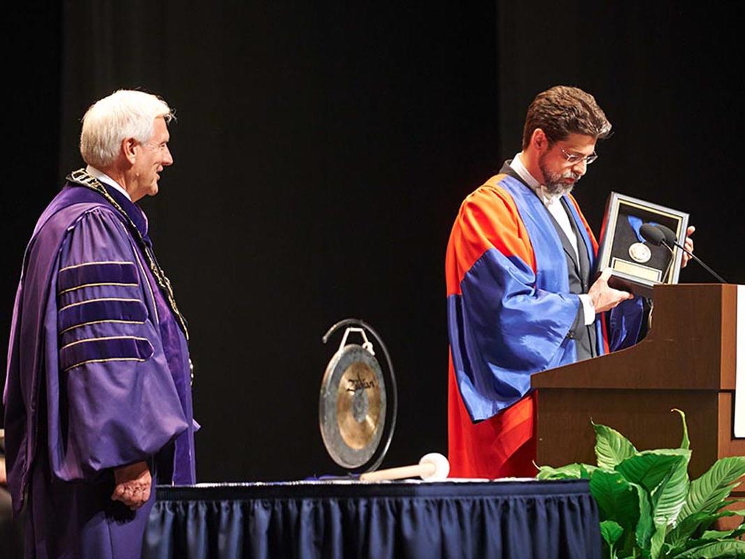 Presentation to Dr. Rodney A. Erickson during Schreyer Honors College Medals Ceremony