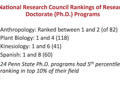 A slide from Provost Jones' report
