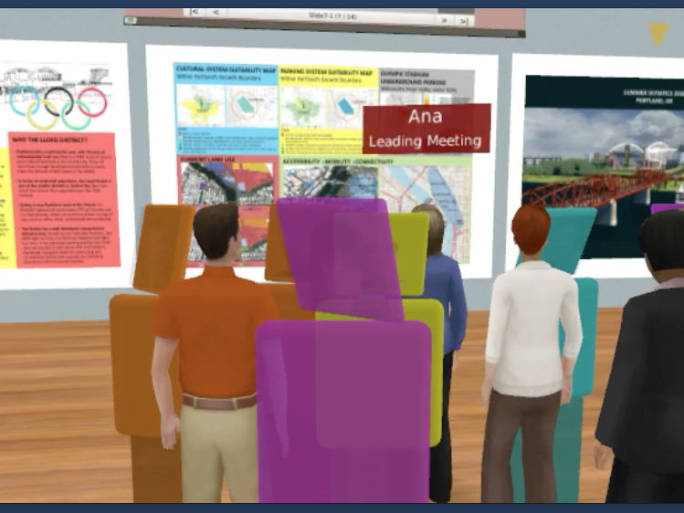 Penn State’s online Geodesign program uses an immersive 3D virtual environment (Terftm) so students and faculty can interact in real-time when presenting their final projects to visitors and classmates.