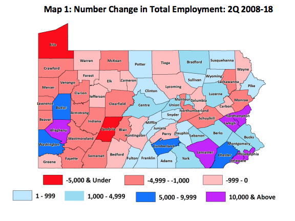 Graphic on Pennsylvania employment numbers