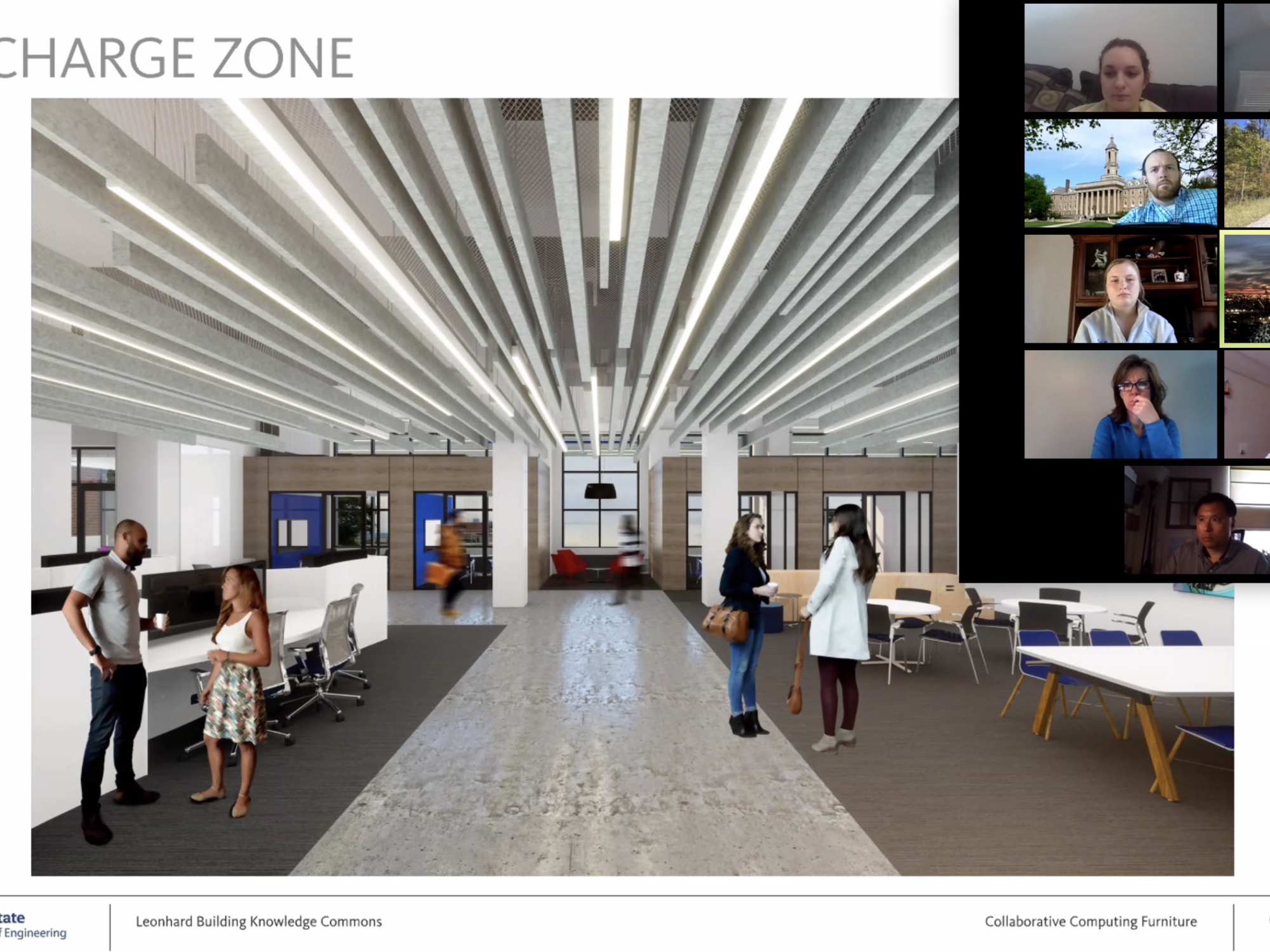 Image of group discussing room design via Zoom.