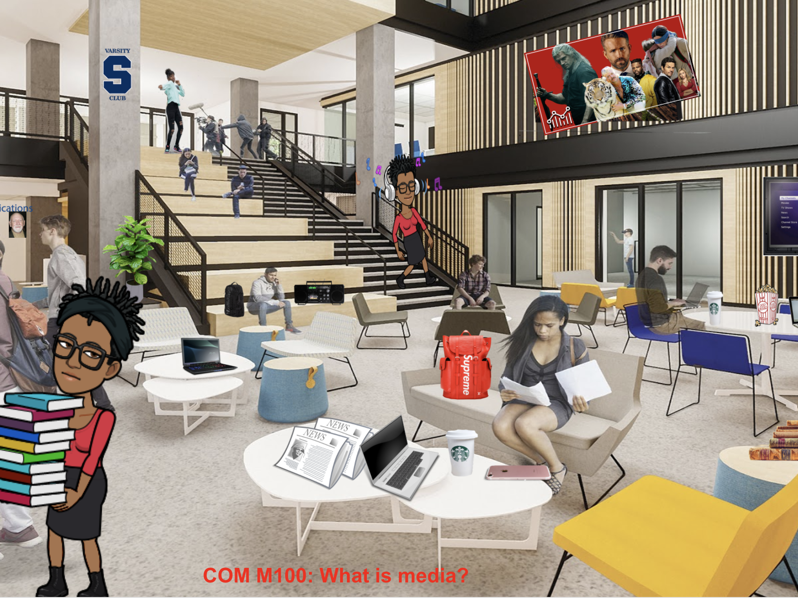 A cartoon of Renea Nichols appears in a mockup of the Bellisario Media Center