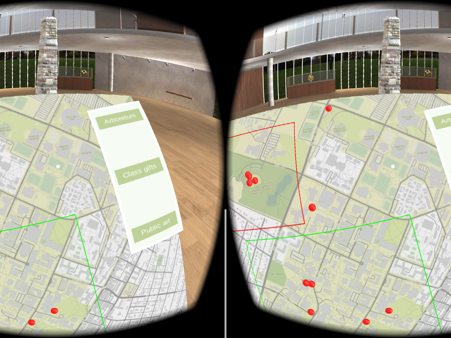 A screenshot of the mobile virtual reality map