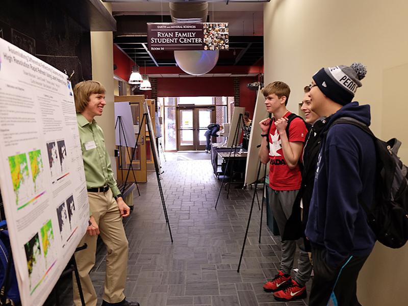 Shawn Murdzek, left, won Second Place in the 2017 College of Earth and Mineral Sciences’ Undergraduate Poster Exhibition.