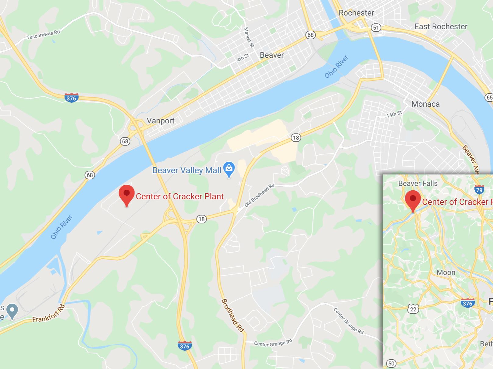 The Shell Pennsylvania Petrochemicals Complex is located about 30 miles north of Pittsburgh, near Monaca and Beaver, Pennsylvania.