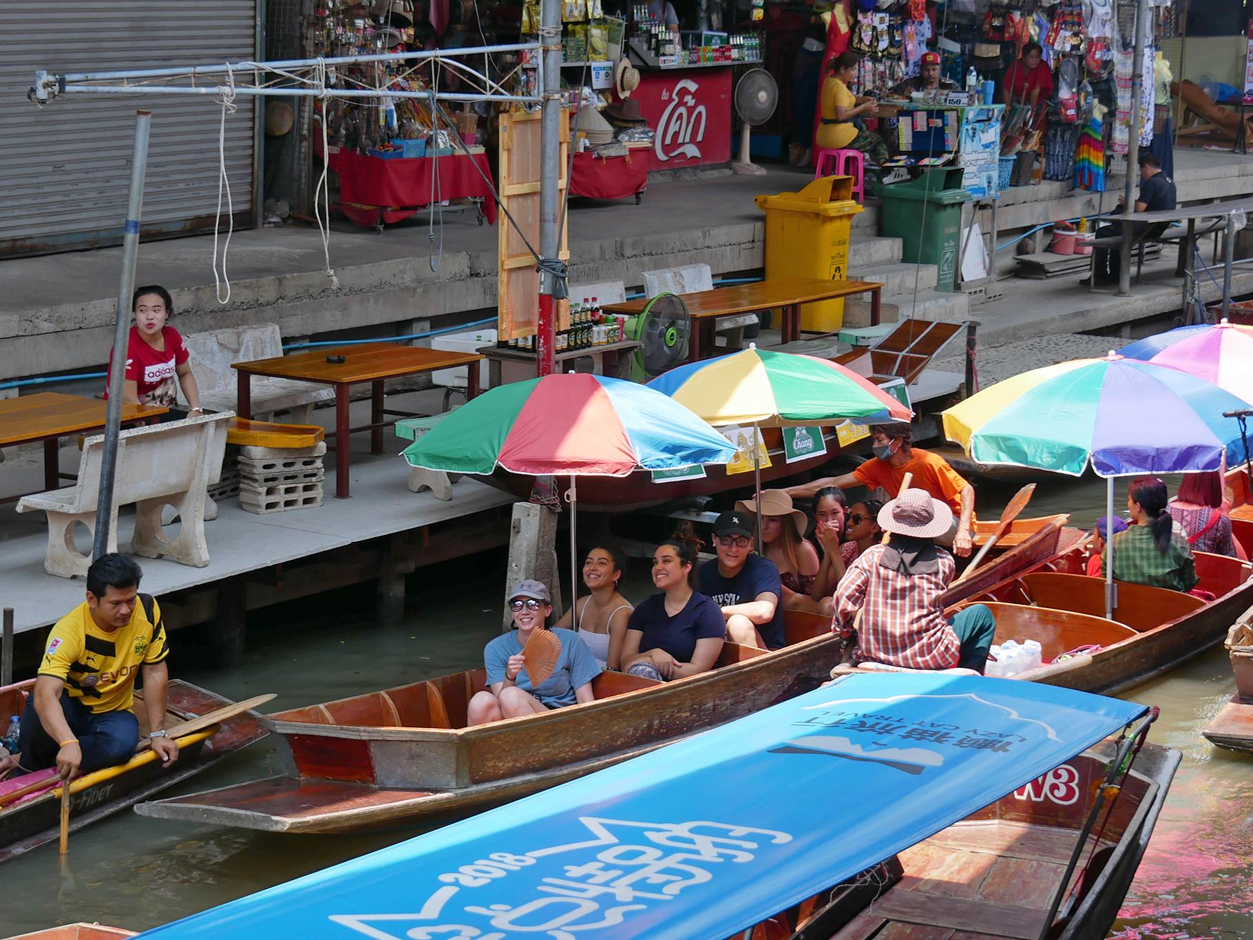 Students travel the water in search of snacks.