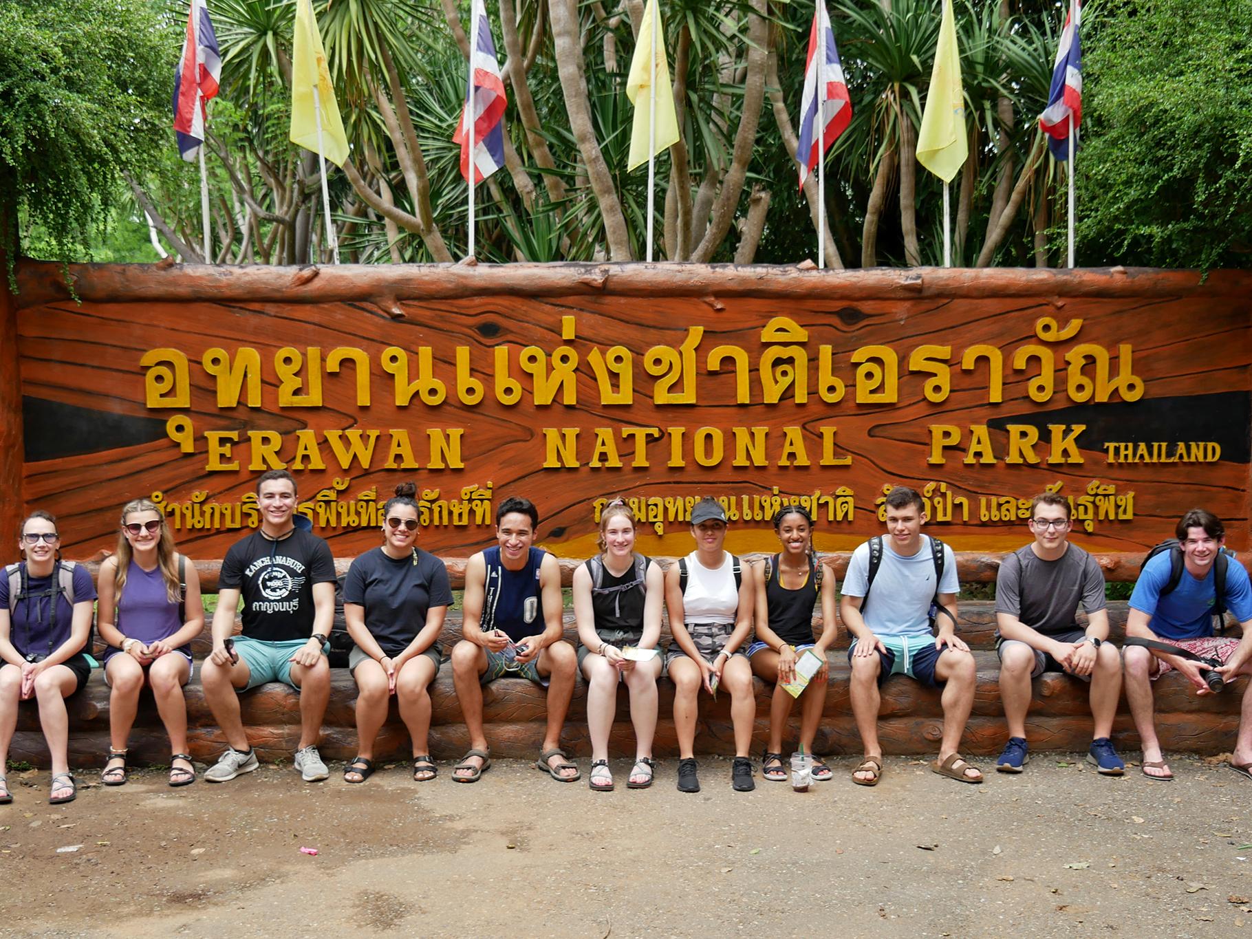 Erawan National Park was one of several spots where students enjoyed the wildlife and scenery.
