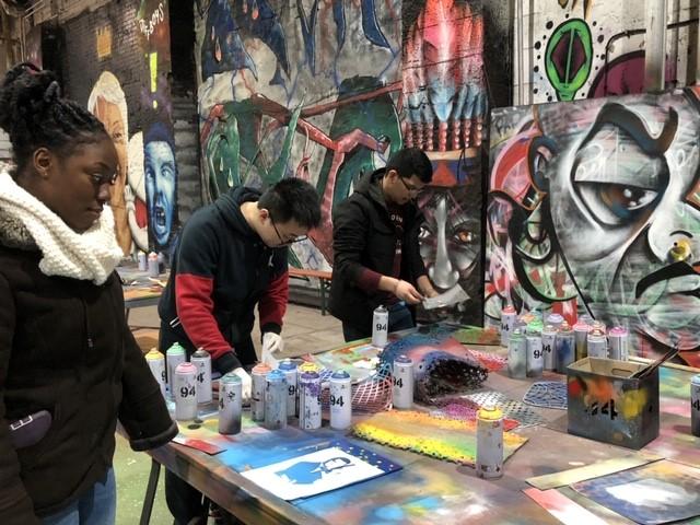 students making graffiti