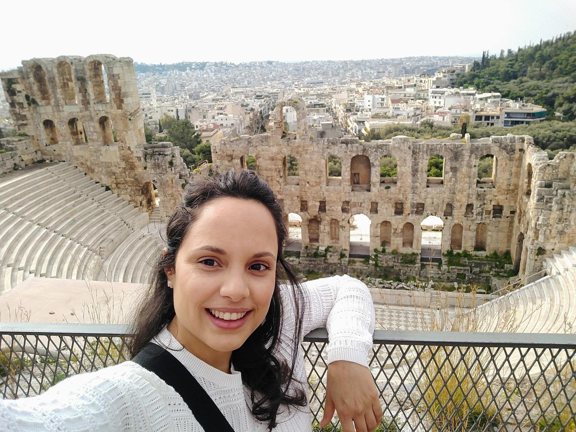 young woman at the acropolis in greece