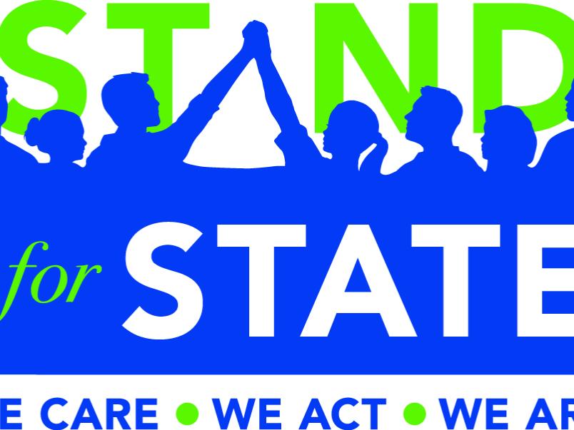 The Stand for State logo in blue and green 