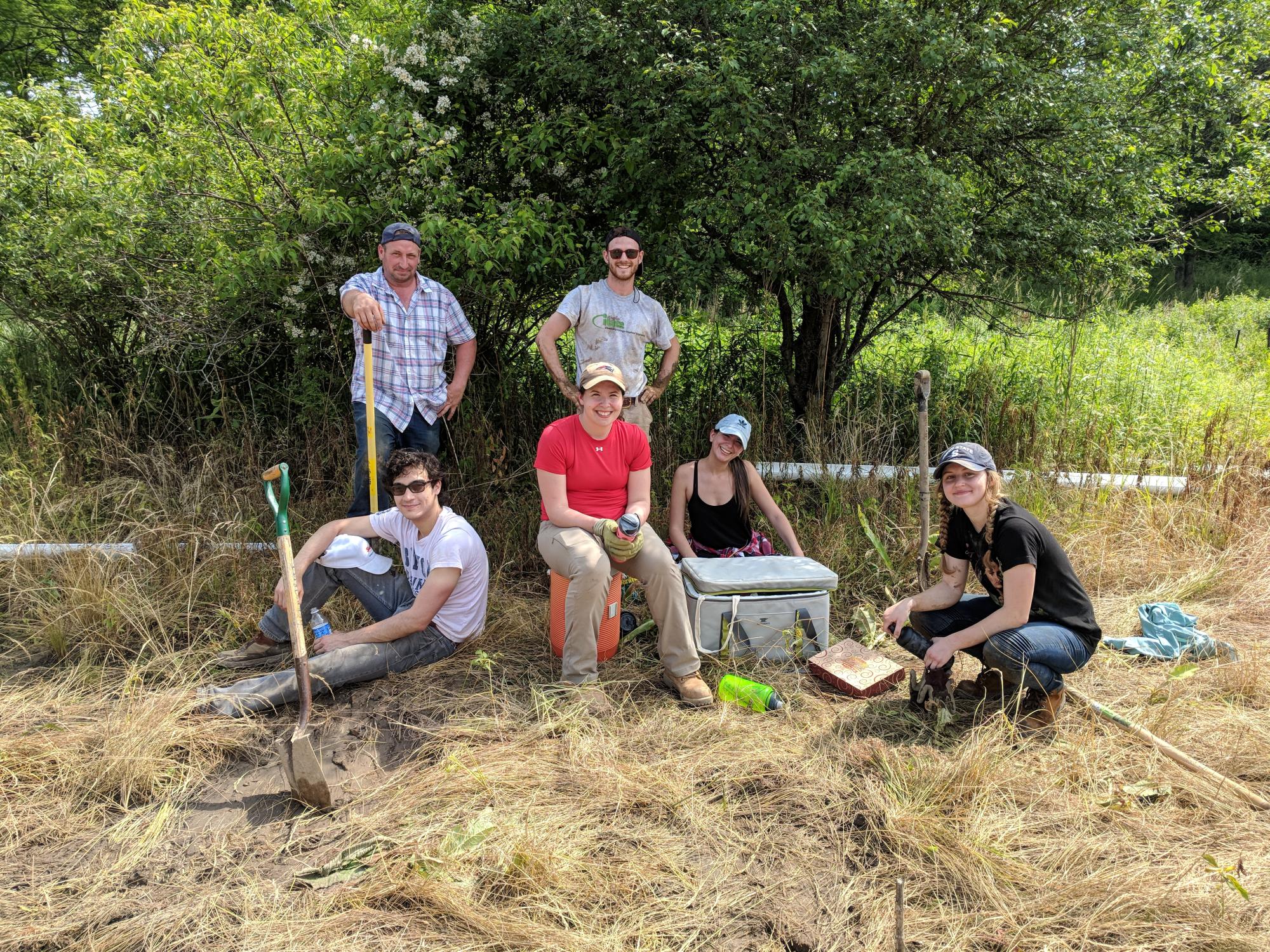 Students at Spring Creek stream buffer