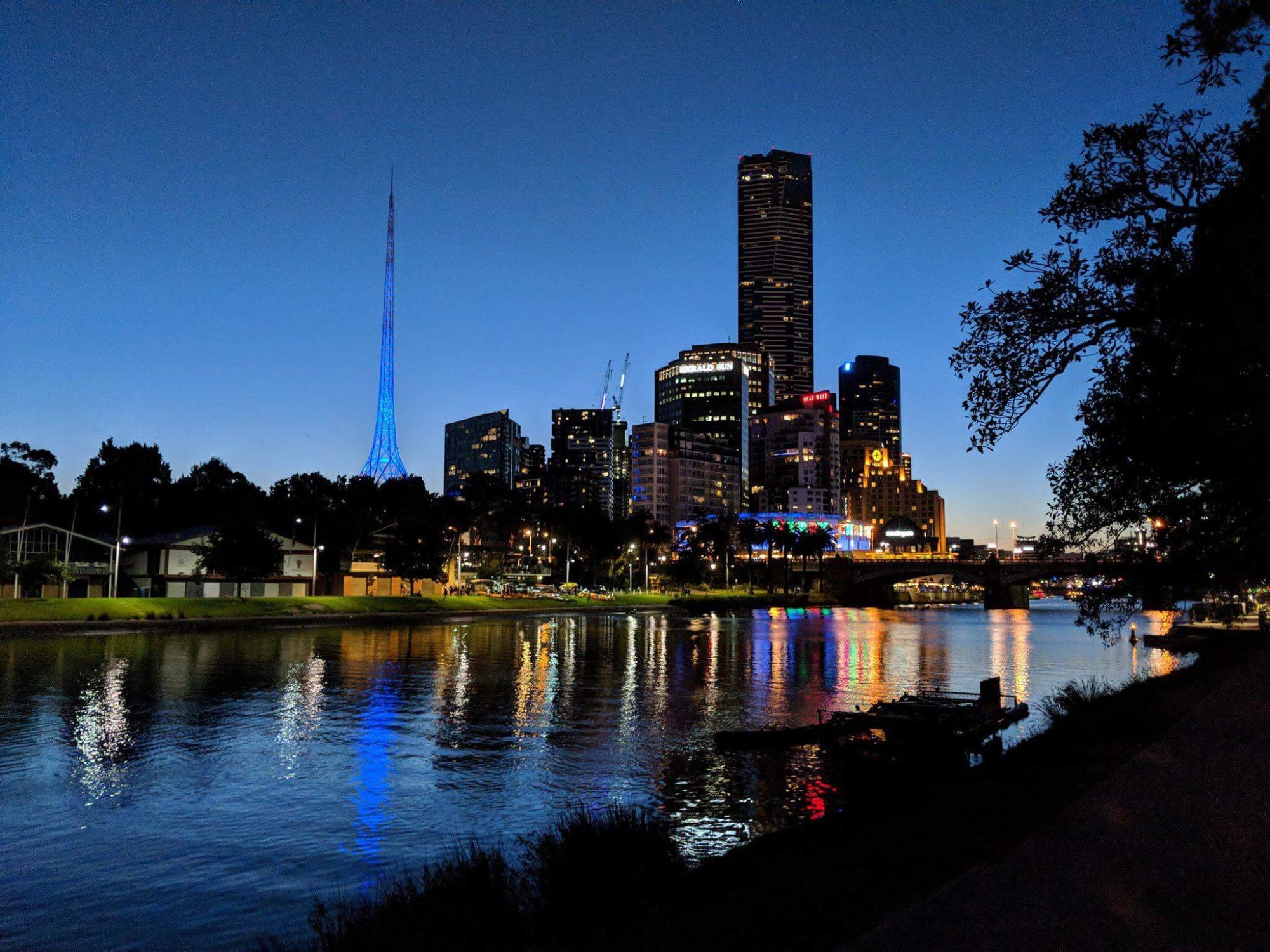 The southern Melbourne skyline at night