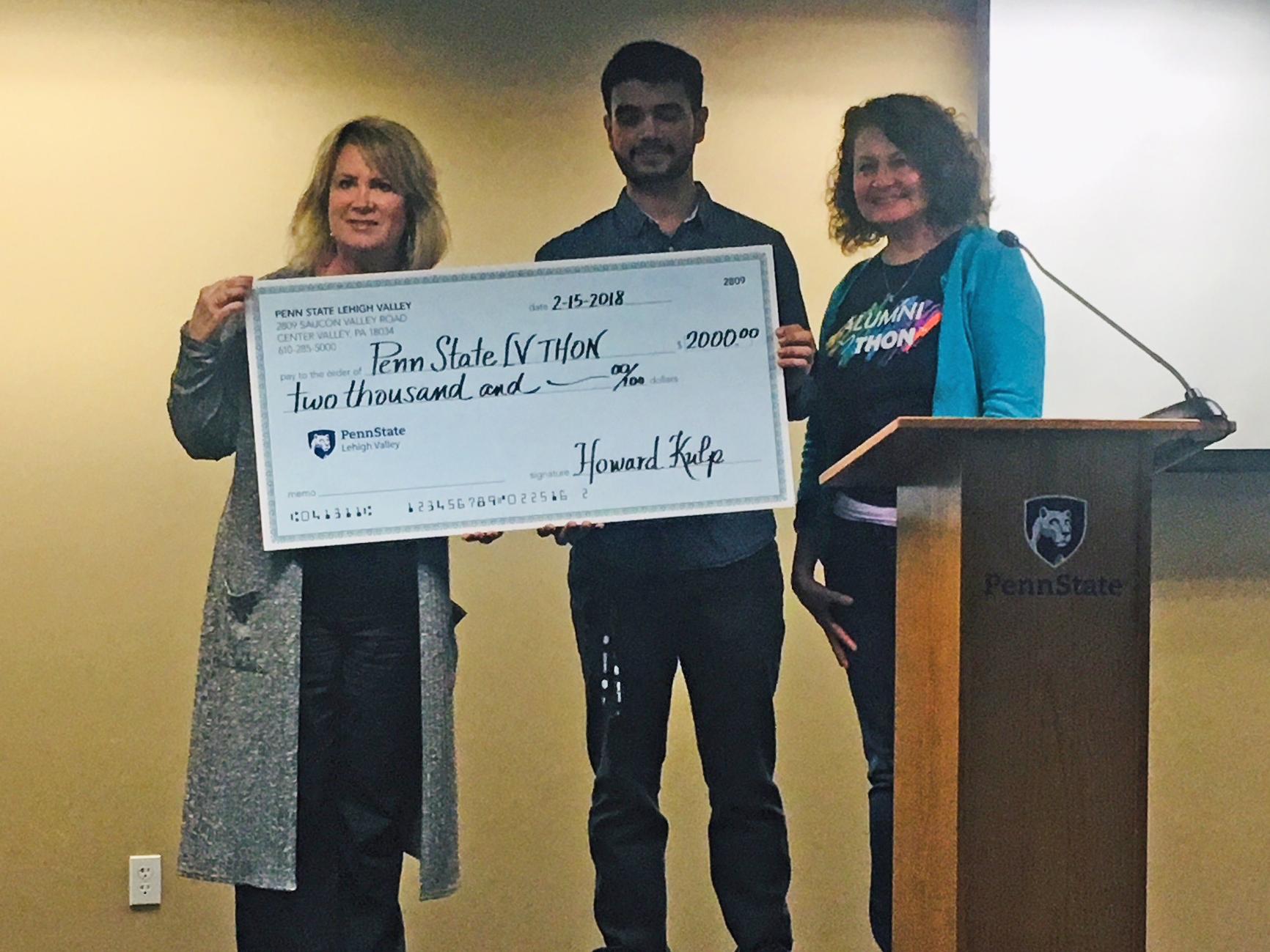 Woman presenting Check