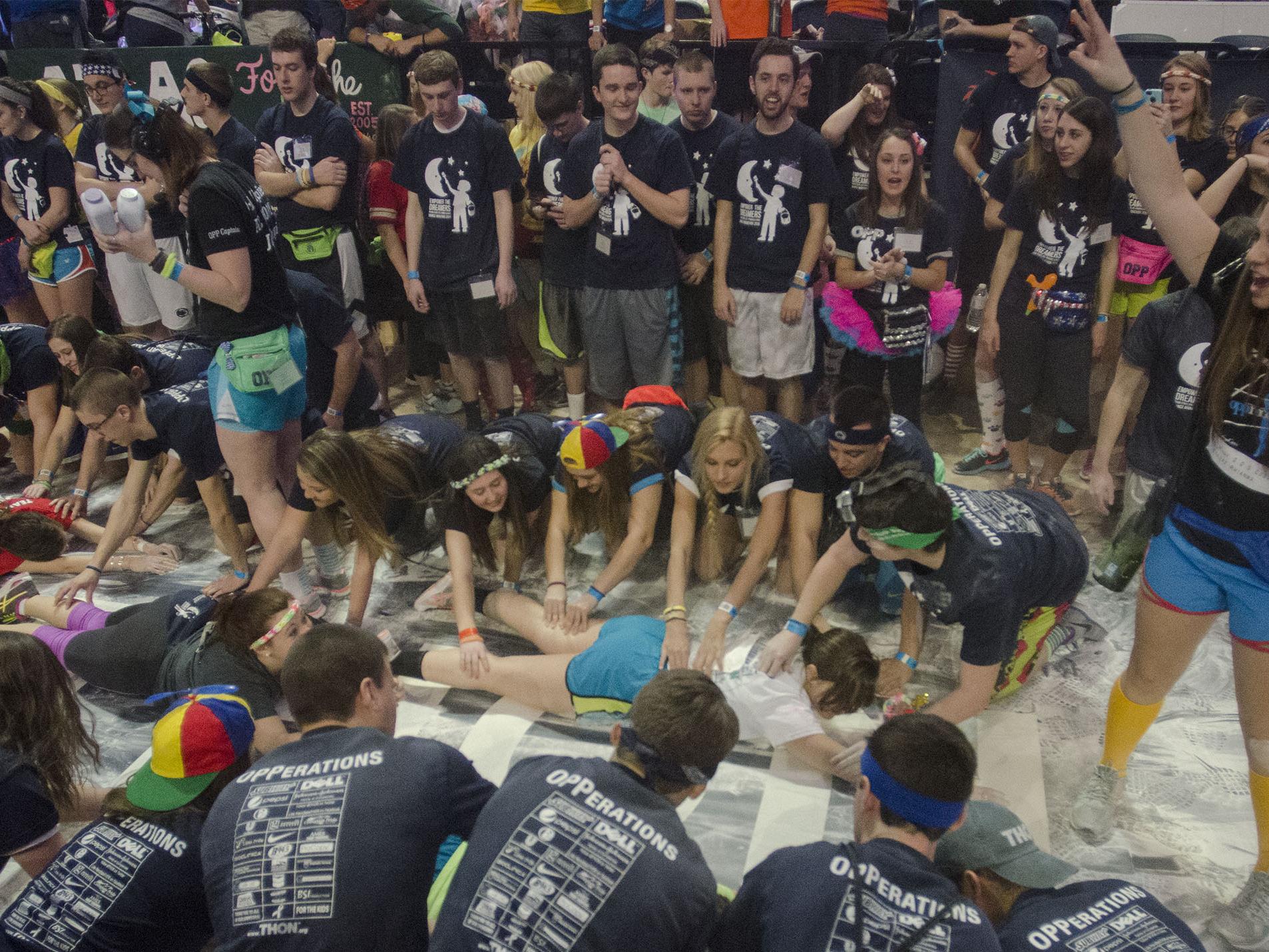 THON dancers getting a massage 