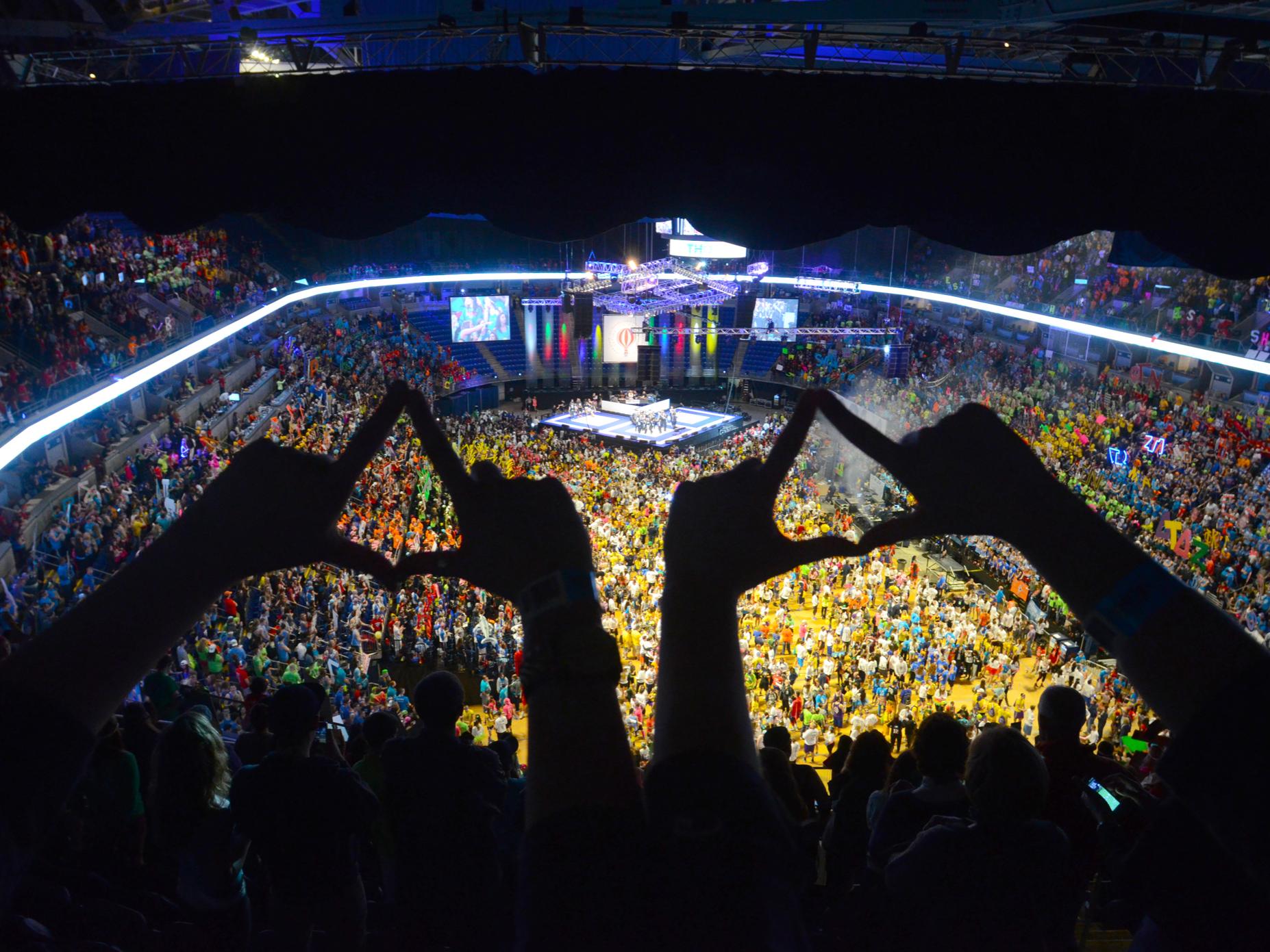 Fish-eye view of THON 2014 Friday night