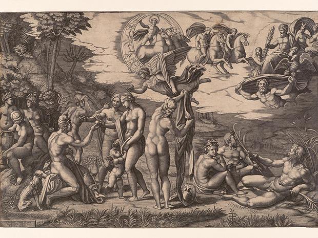 Marcantonio Raimondi after Raphael, "The Judgement of Paris," c. 1517–20, engraving. Purchase, 15.11. Image courtesy of Carnegie Museum of Art, Pittsburgh.