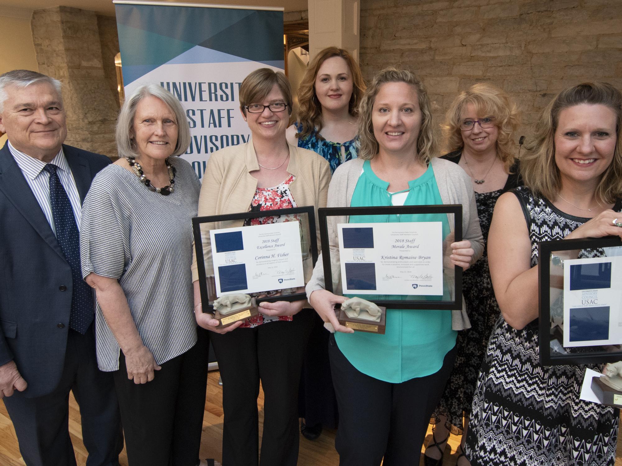 USAC Staff Awards 2018 winners and Dr. Eric and Molly Barron