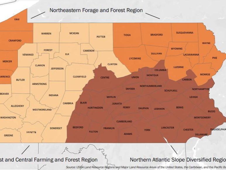Pa. land resource regions map