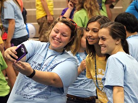 Penn State Mont Alto students take a selfie and text it to Jon Vroman.