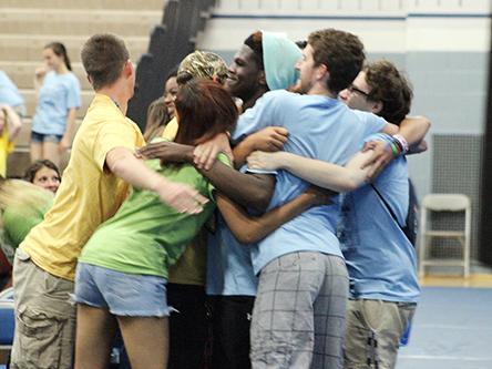 Students at Penn State Mont Alto share a group hug.