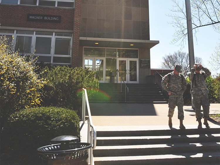 ROTC students leave Wagner Building