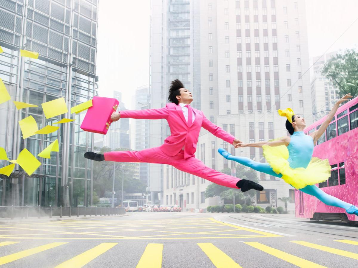 Ballet dancers in bright colors. 