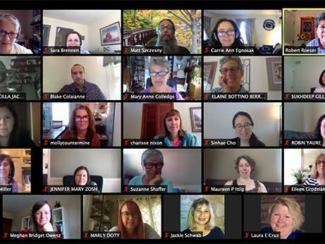 Zoom screen showing institute participants