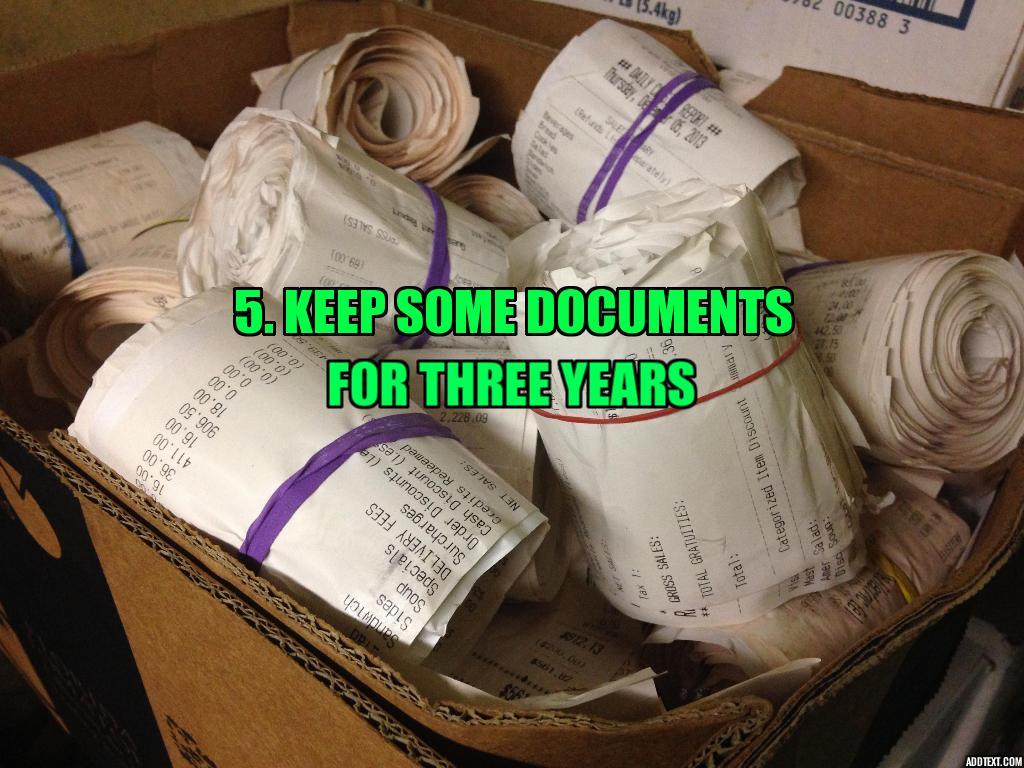 Keep some documents for three years