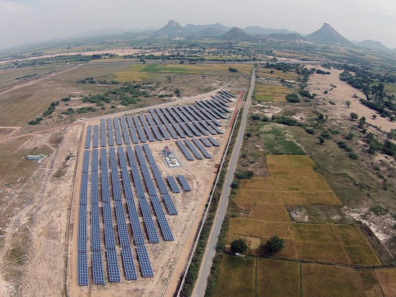 Aerial view of Halo Energie’s solar photovoltaic plant in Andhra Pradesh, India.