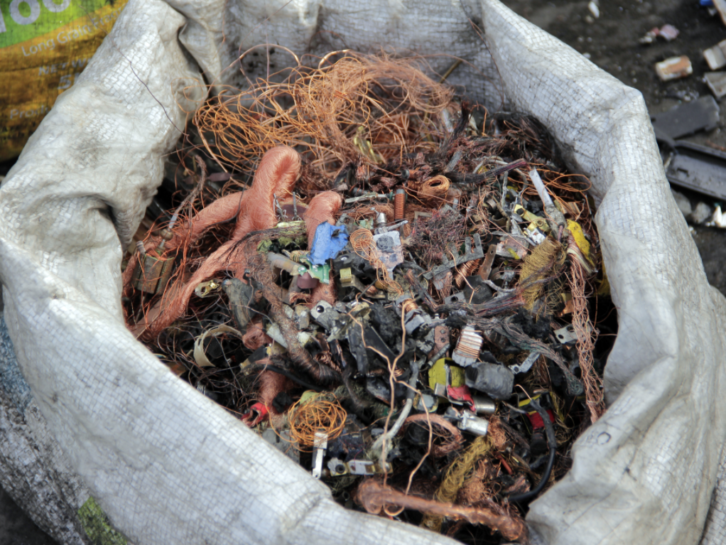 bag of wire recovered from the scrapyard