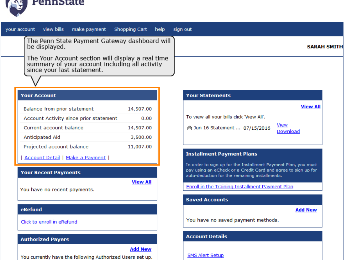 Example of LionPATH billing statement