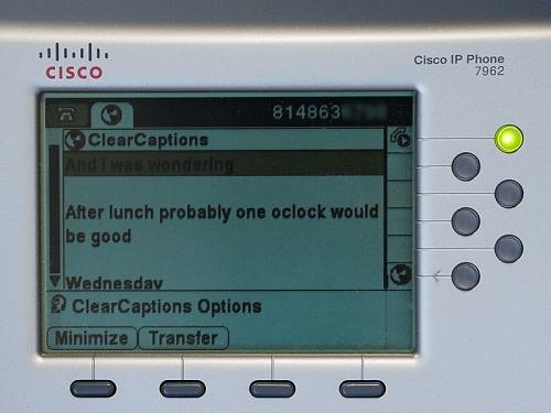 call captioning text on display screen