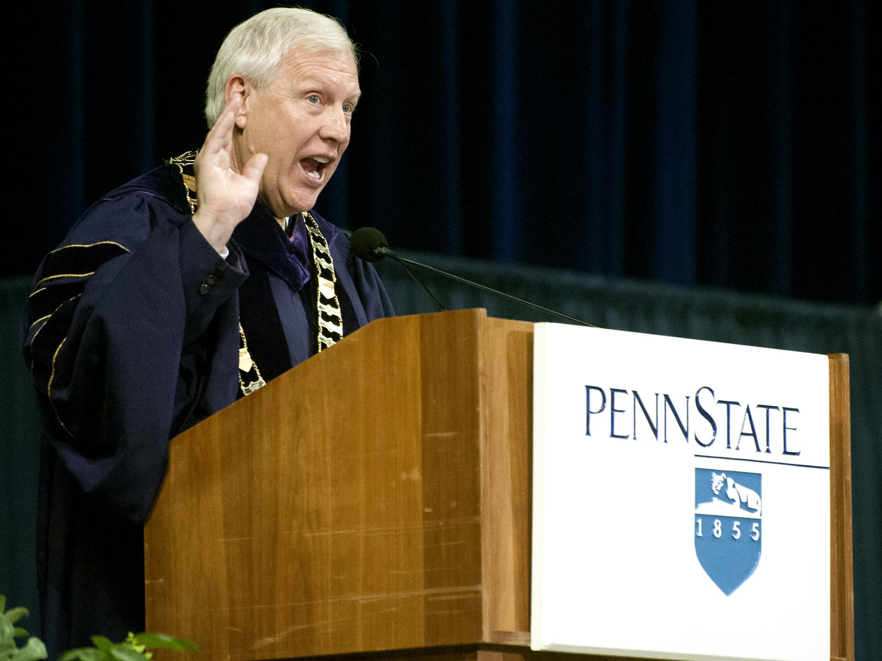 President Erickson speaking to the graduates