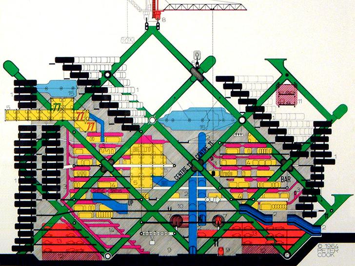 Plug-In City architectural drawing by Peter Cook