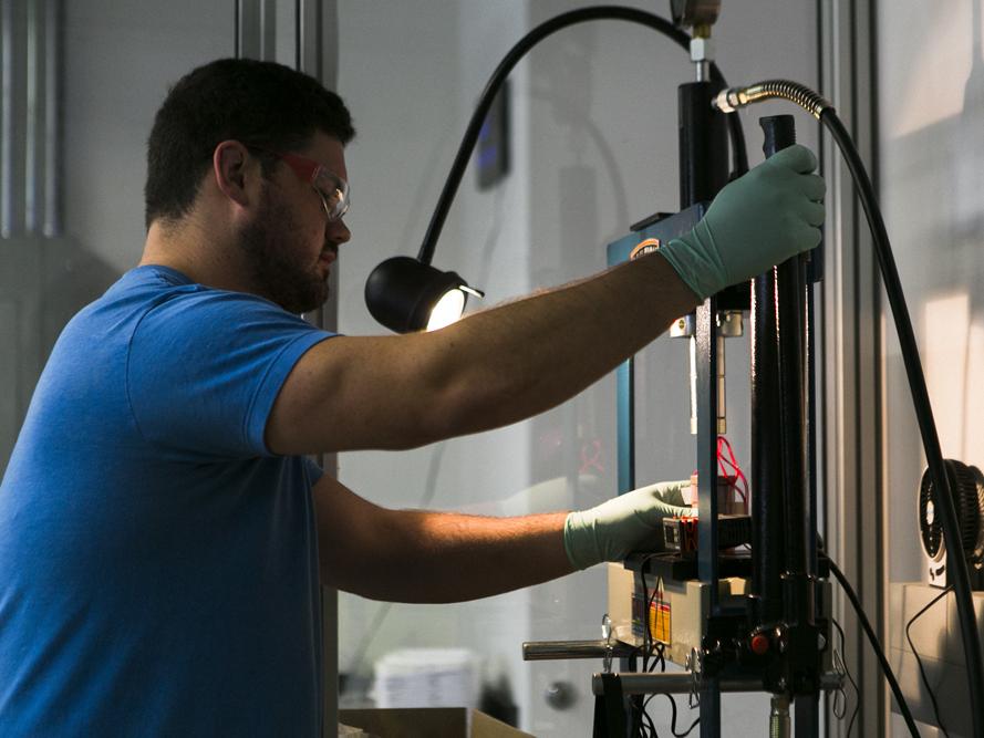 Brian McKellar prototyping in the machine shop