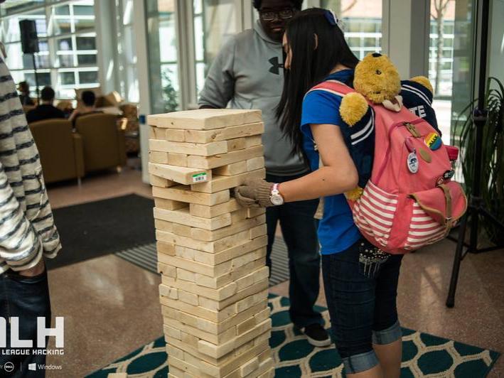 students playing JENGA