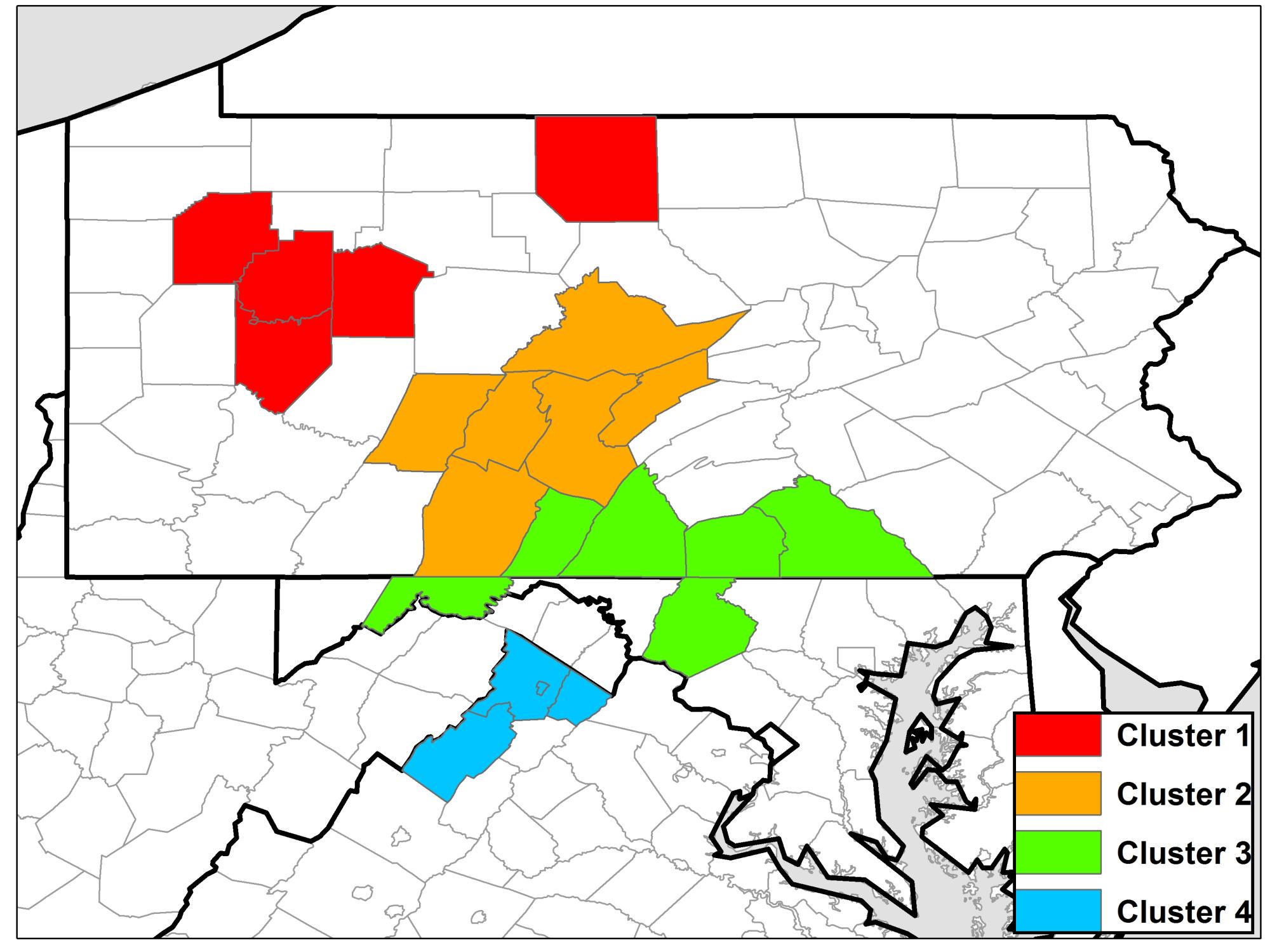 map showing CWD outbreaks