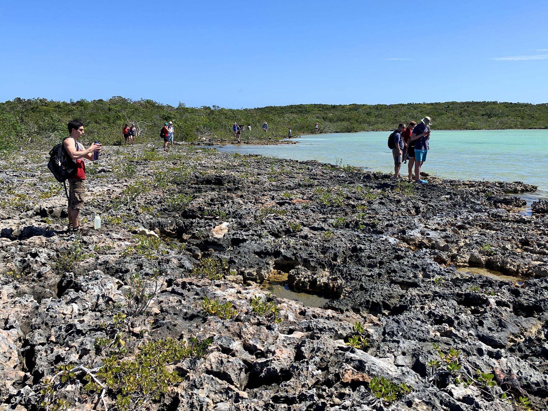 Students studied the science behind the land and water of San Salvador, an island district of the Bahamas.